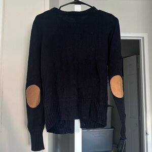 Sessún Navy Cardigan with Tan Elbow Patches